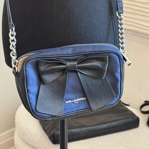 Karl Lagerfeld Navy and Black and Blue Bow Crossbody Bag
